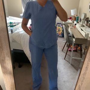 SET of Koi brand periwinkle scrubs